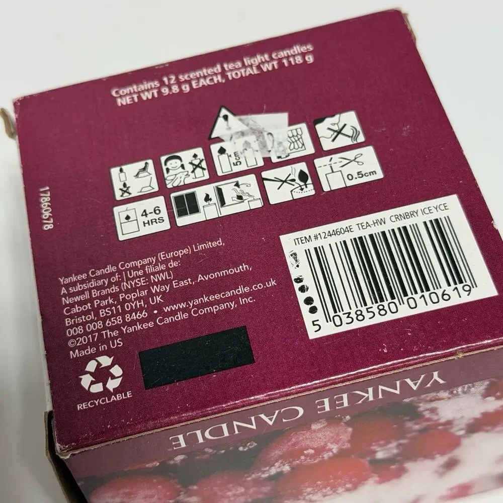 Yankee Candle Cranberry Ice 12 Tea Light Candles NEW Discontinued RARE